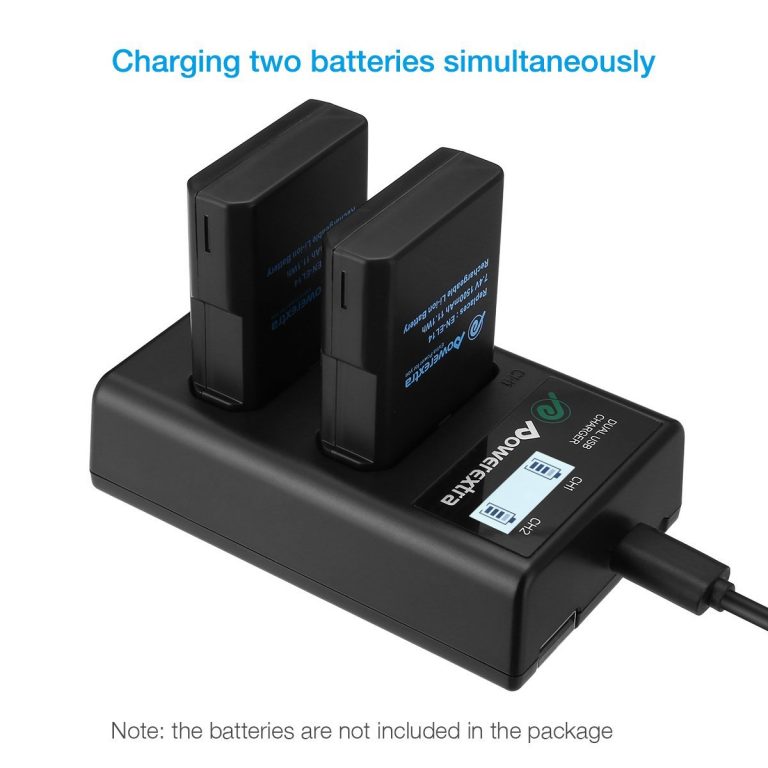Powerextra Dual USB Battery Charger with LCD Display for Nikon ENEL14