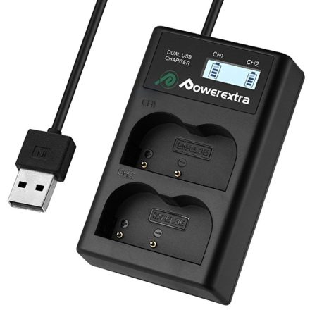 Powerextra Dual USB Battery Charger with LCD Display for Nikon EN-EL3E and Nikon D50, D300S, D700 Digital SLR Cameras