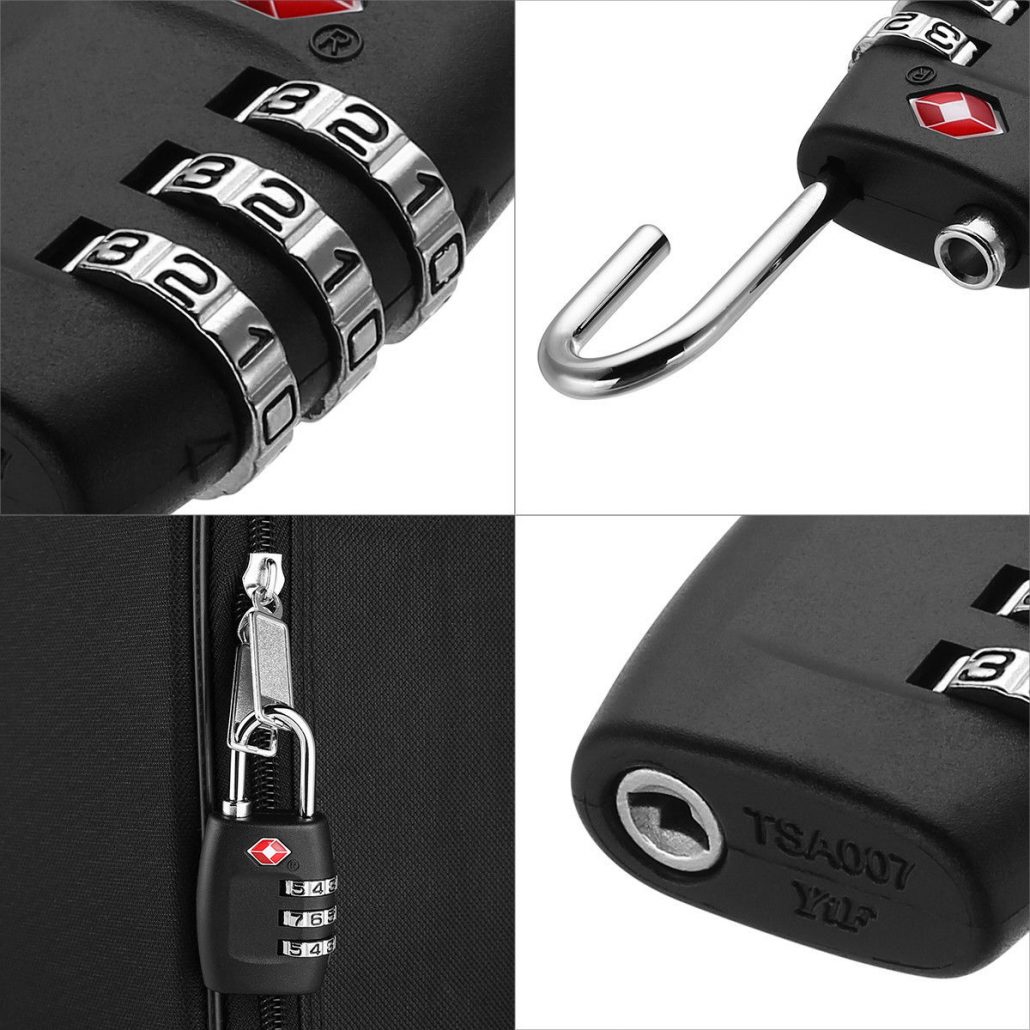 Approved 3 Digit Combination Black Lock Travel Luggage Suitcase Padlock