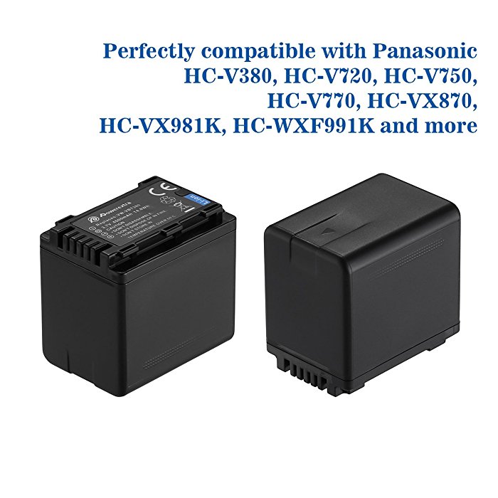 2 Pack Replacement Batteries for Panasonic VW-VBT380 and Panasonic 