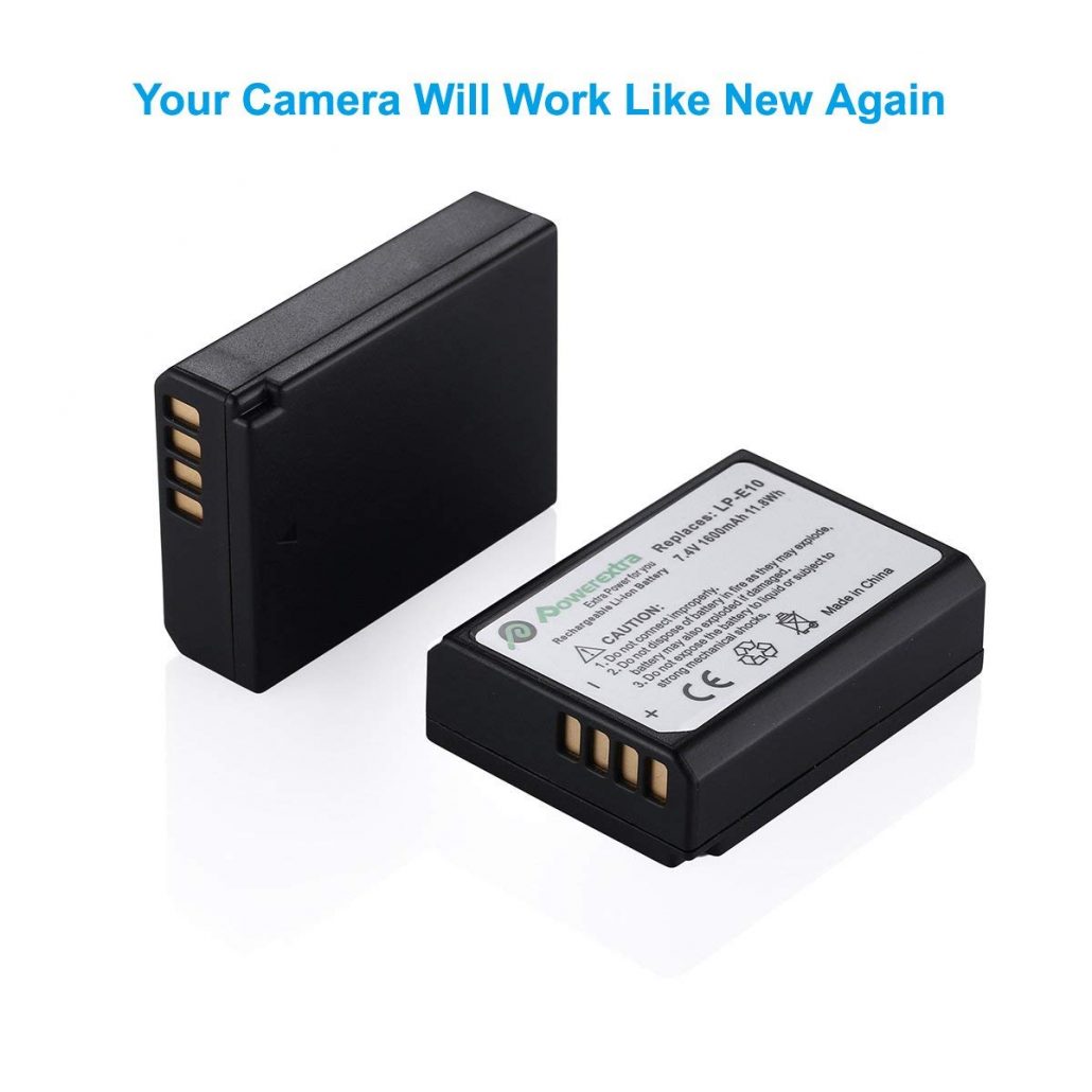 2 Pack Canon LPE10 7.4V 1600mAh Replacement Liion Battery For Canon