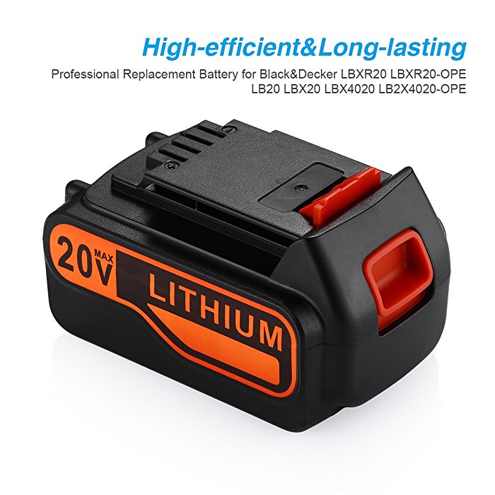 2 Pack 20V MAX 4.5Ah Replacement Battery for Black & Decker LBXR20  LBXR20-OPE LB20 LBX20 LBX4020 LB2X4020-OPE