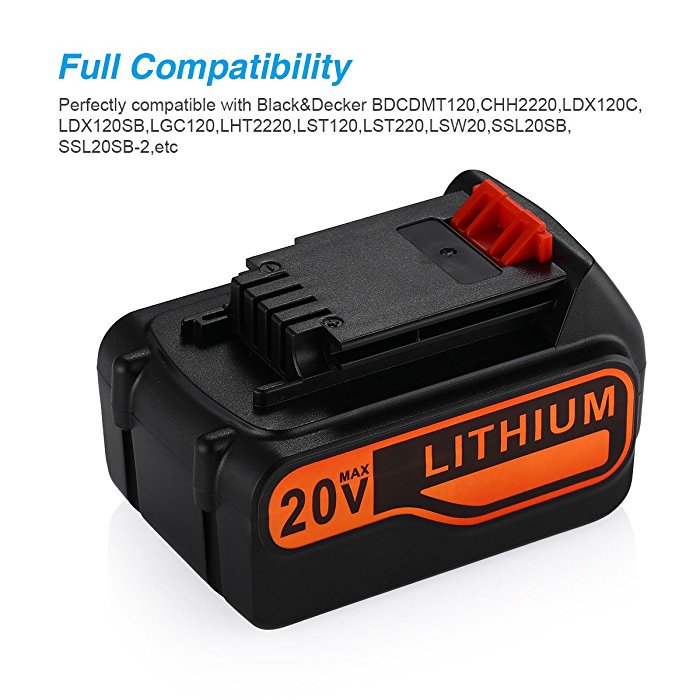 2 Pack 20V MAX 4.5Ah Replacement Battery for Black & Decker LBXR20  LBXR20-OPE LB20 LBX20 LBX4020 LB2X4020-OPE