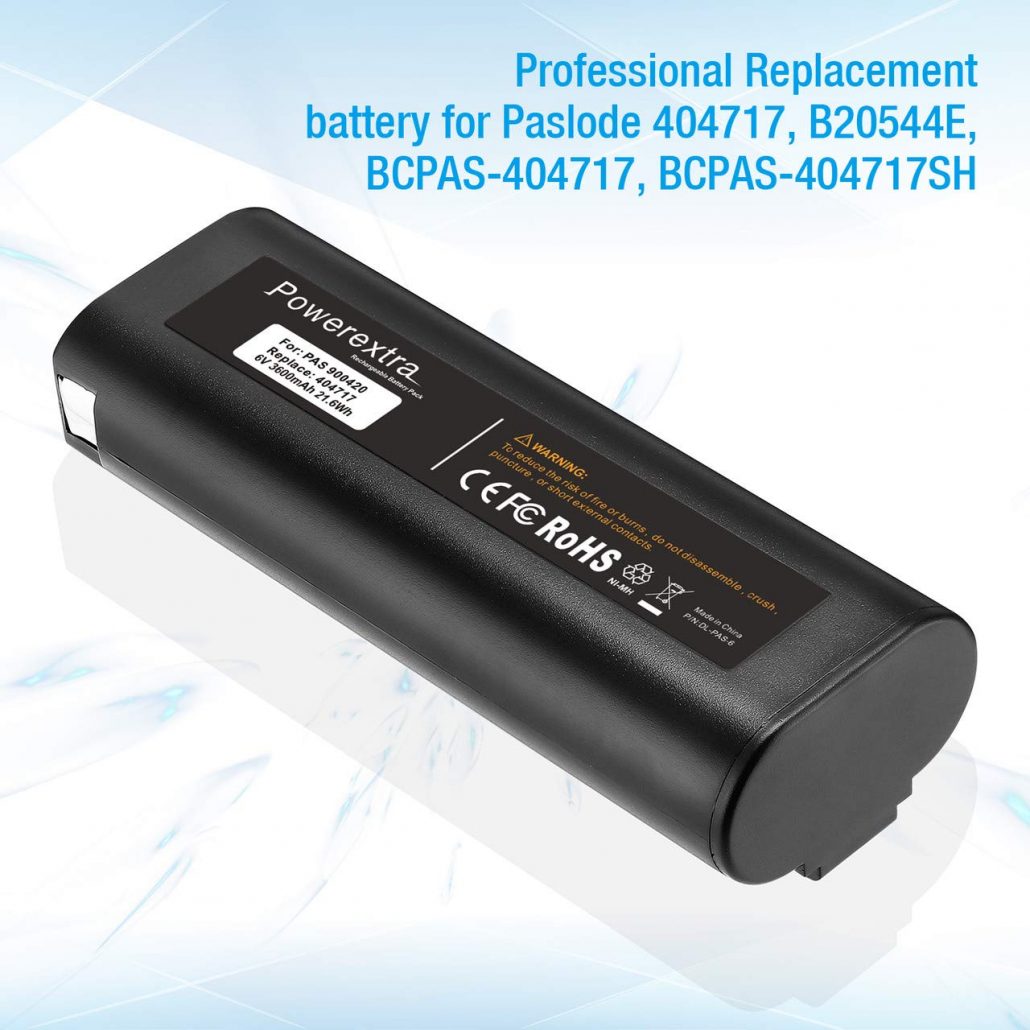 Powerextra 2 Pack 6V 3600mAh NIMH Battery Compatible with Paslode 404717 B20544E BCPAS404717