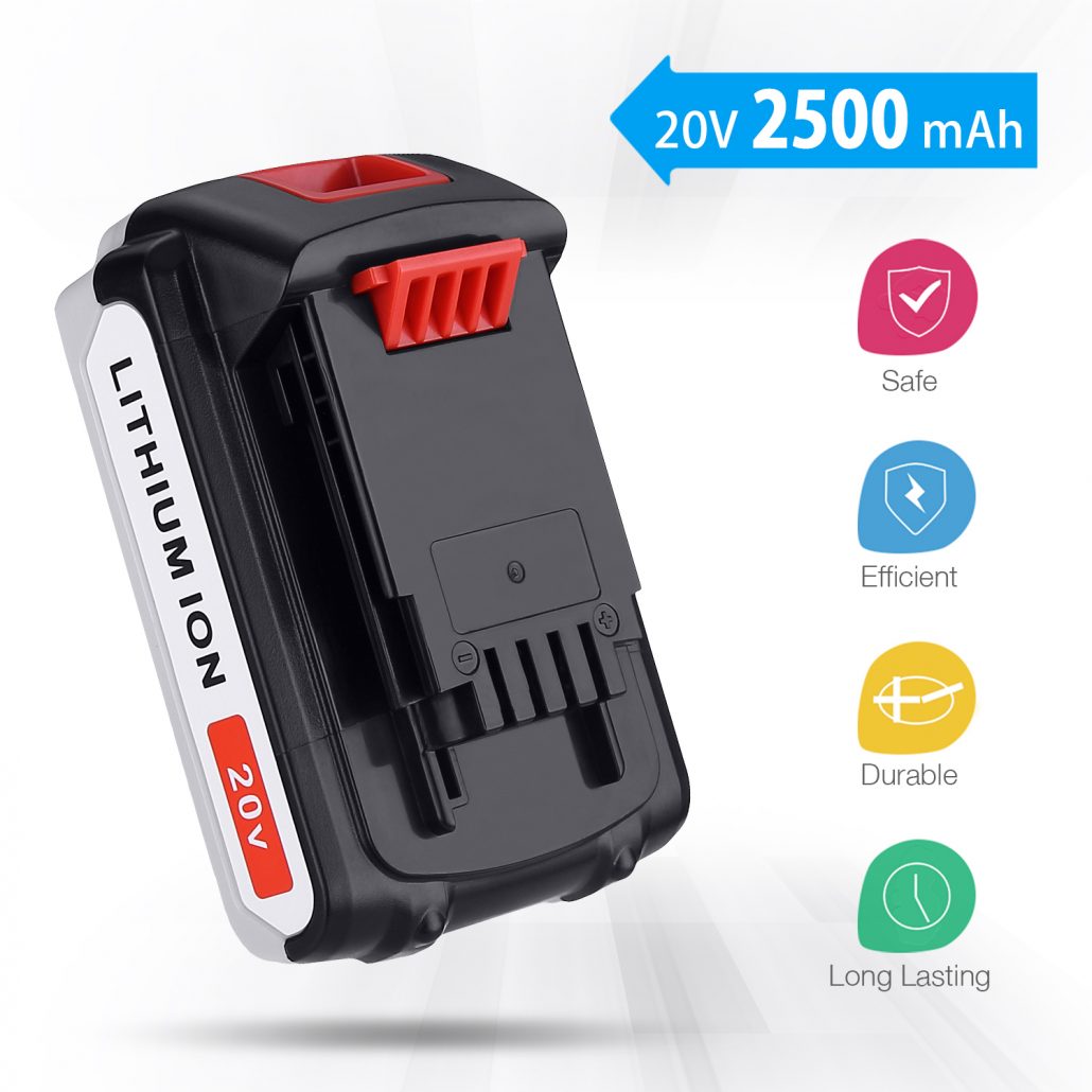 Powerextra 2 Pack LBXR20 Battery 2500mAh Replace for Black and Decker 20V Battery Max Lithium