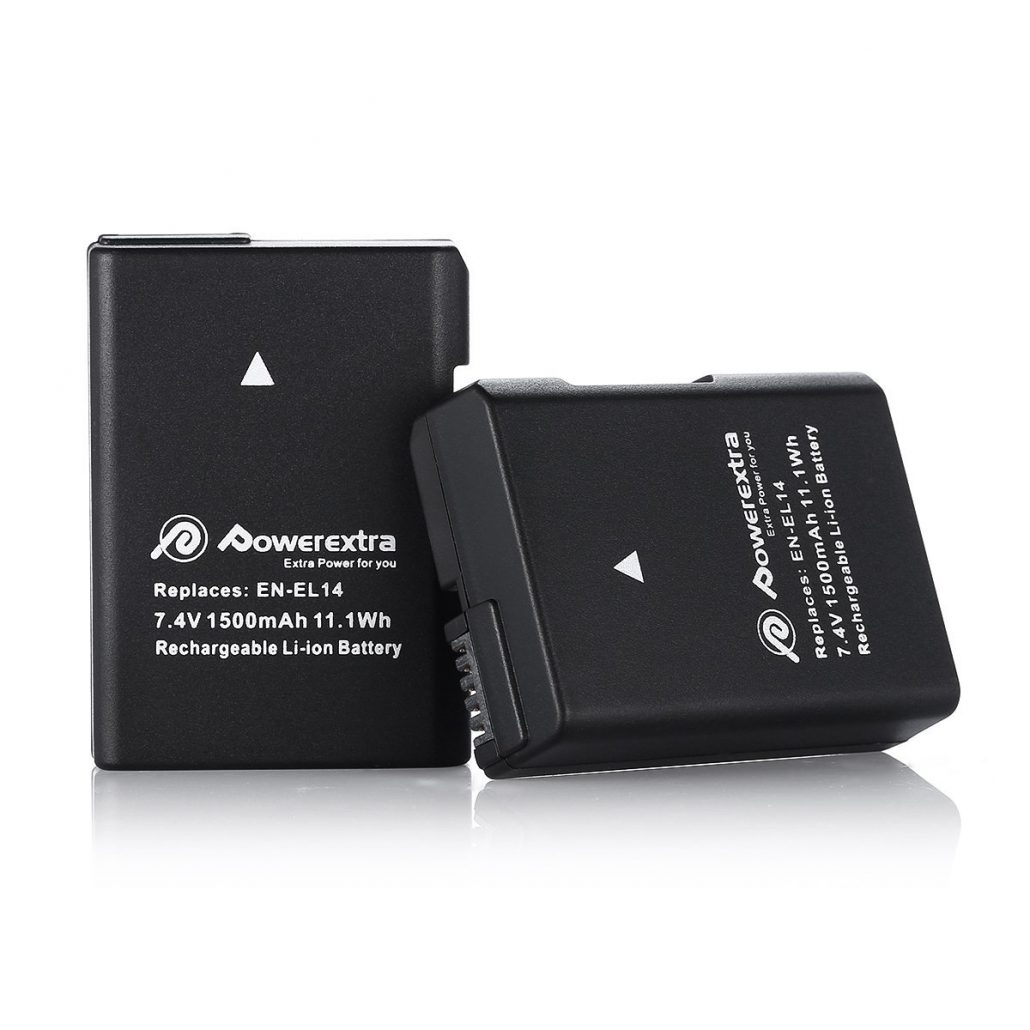 Powerextra 2 Pack Replacement Battery and Charger for Nikon ENEL14, EN