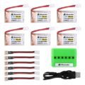 Powerextra 6Pcs 3.7 V 150mAh LiPo Battery and Charger Combo