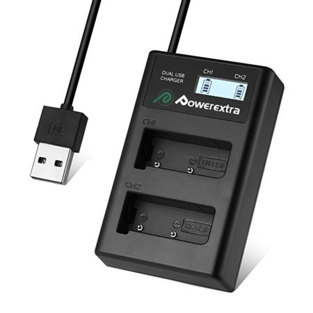 Powerextra Dual USB Battery Charger with LCD Display for Nikon EN-EL9 and Nikon D40 D40x D60 D3000 D5000 Cameras