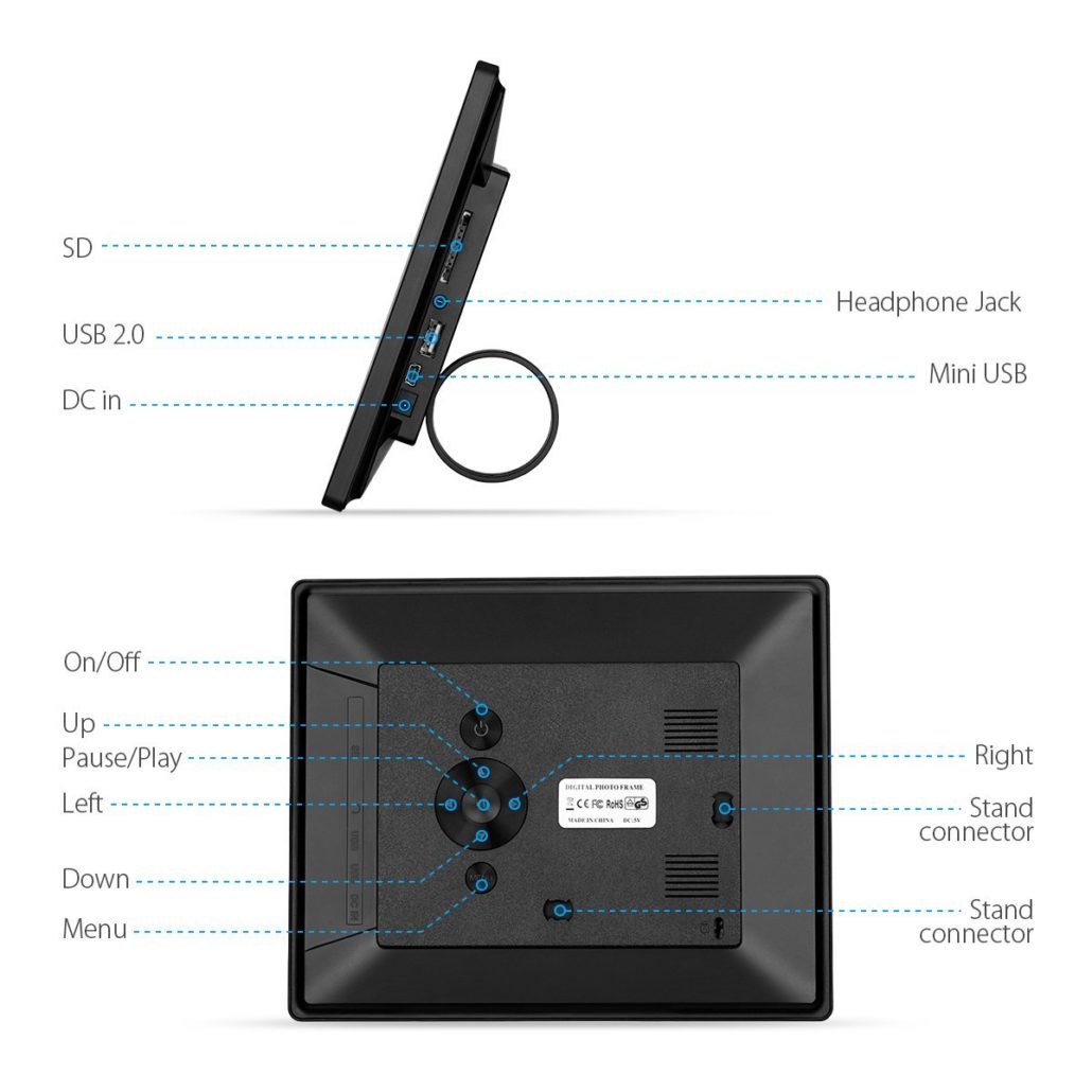 Powerextra Digital Photo Frame 8 Inches with Remote Control, Calendar