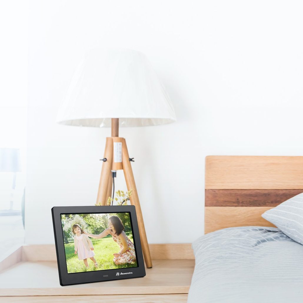 Powerextra Digital Photo Frame 8 Inches with Remote Control, Calendar