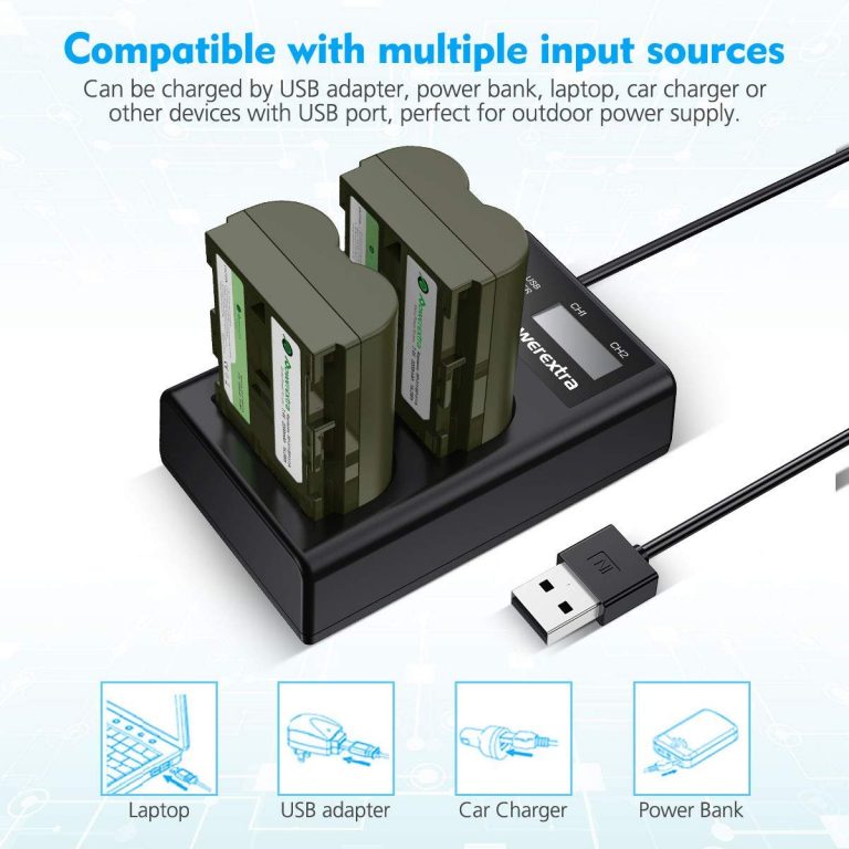 DSTE Kit Batteria BP-511 + Caricatore Doppio USB Per Fotocamere Canon EOS E PowerShot - Foto 11