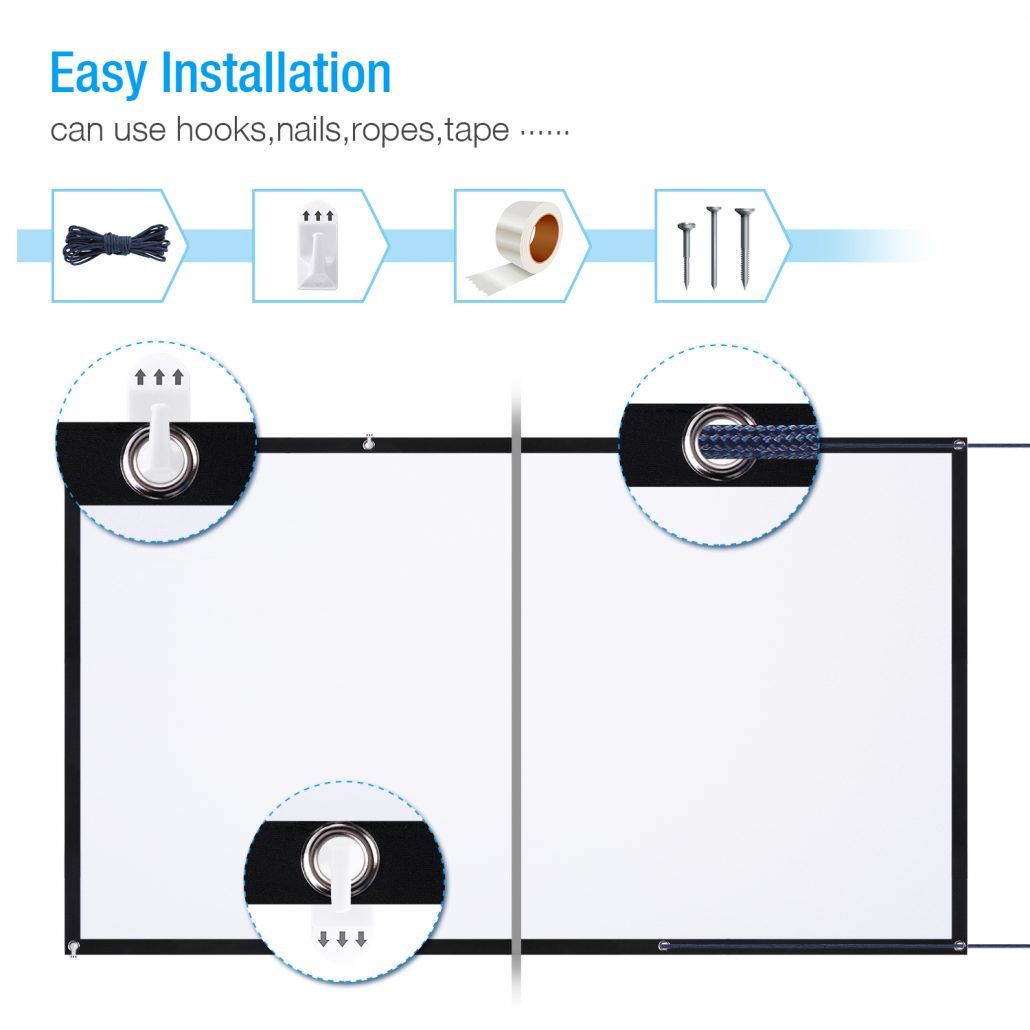 Projector Screen, Powerextra 120 inch 169 HD Foldable AntiCrease Portable Washable Projection