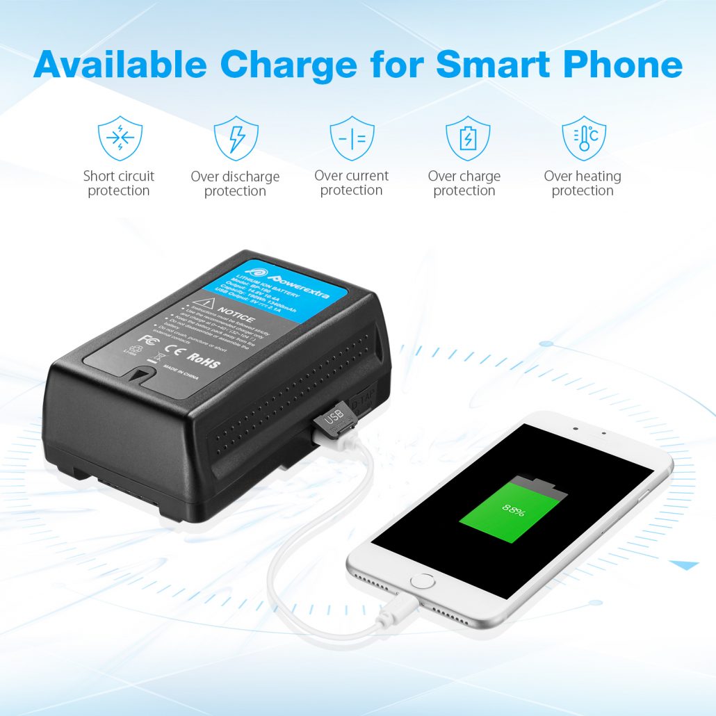 Powerextra 190Wh(13400mAh) V Mount/VLock Battery with Dtap Output